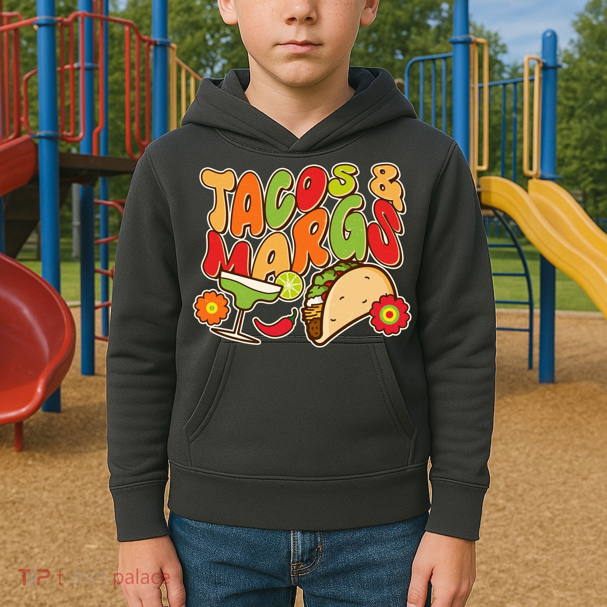 Funny Retro Taco And Margs Margaritas Kids Hoodie