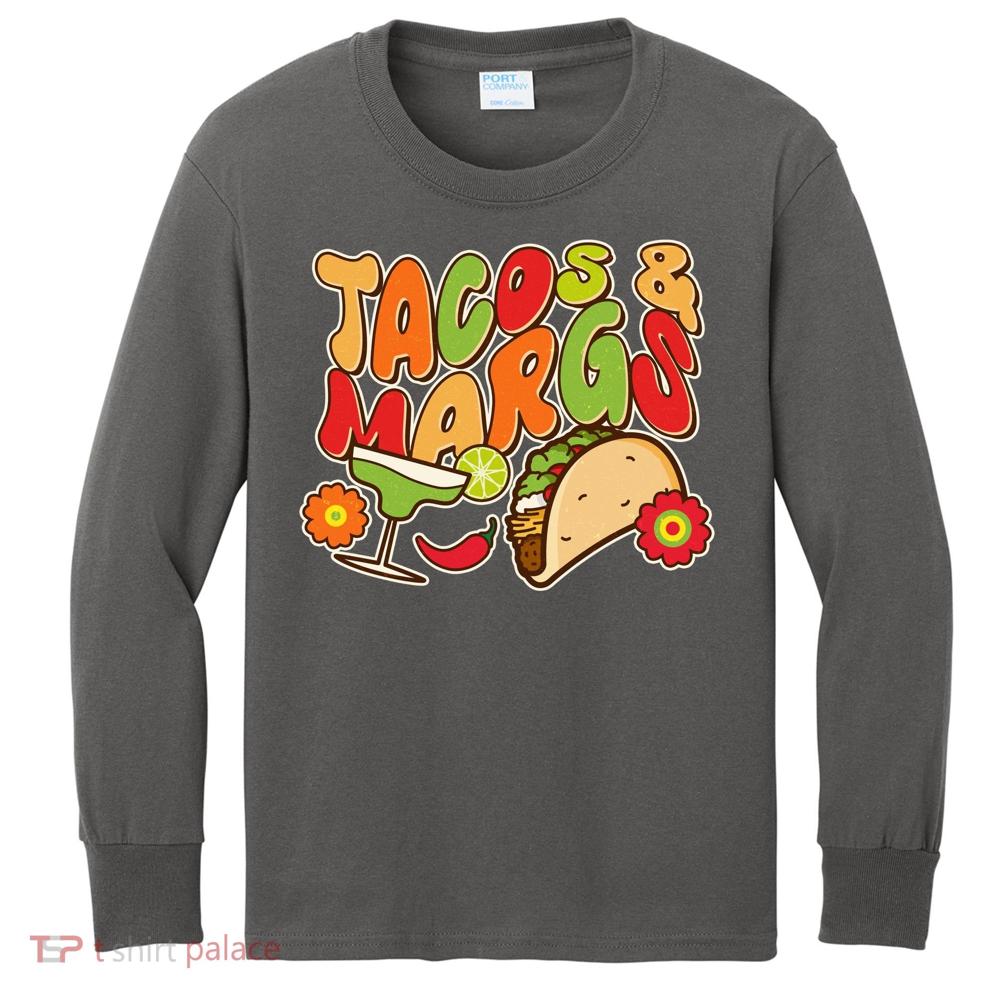 Funny Retro Taco And Margs Margaritas Kids Long Sleeve Shirt