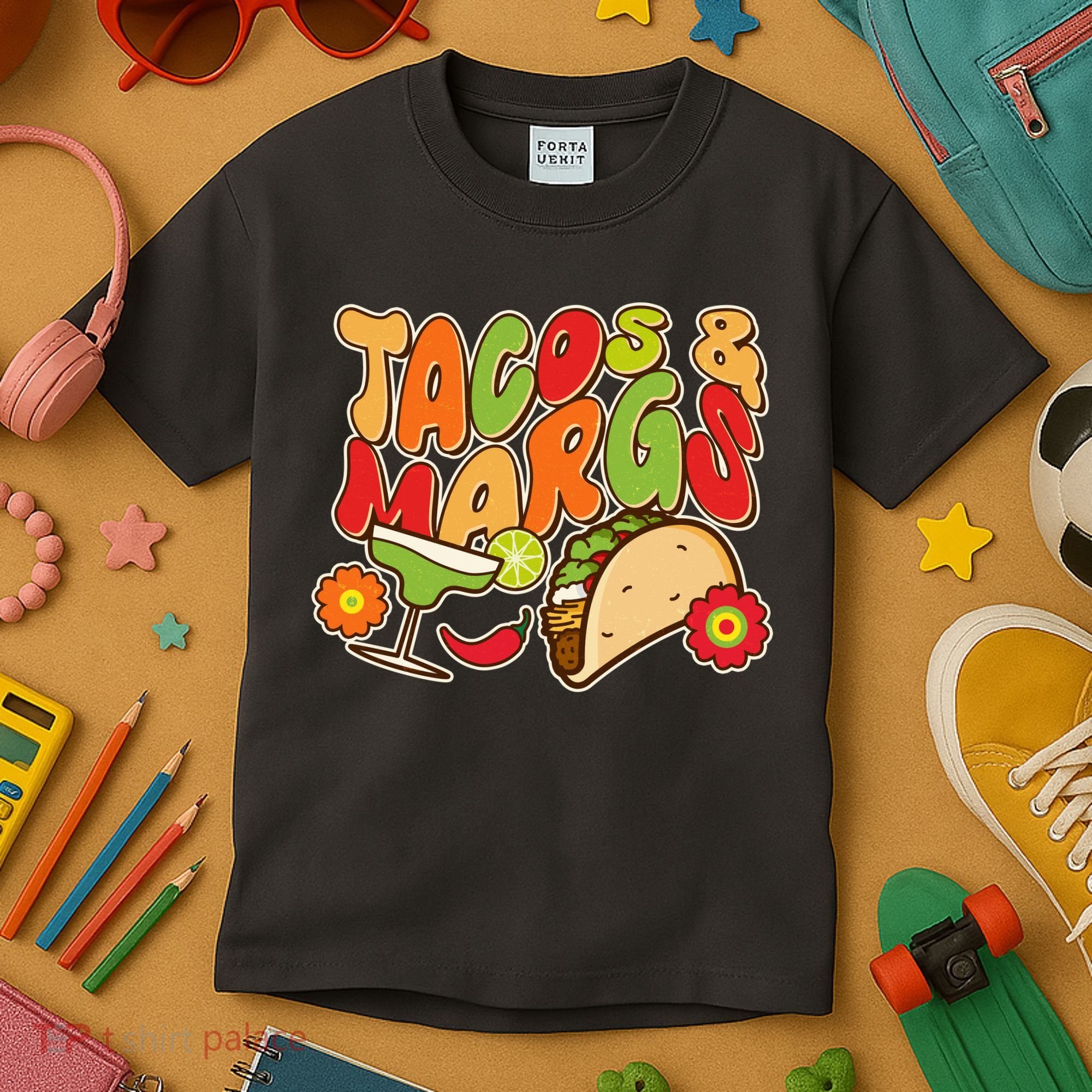 Funny Retro Taco And Margs Margaritas Kids T-Shirt