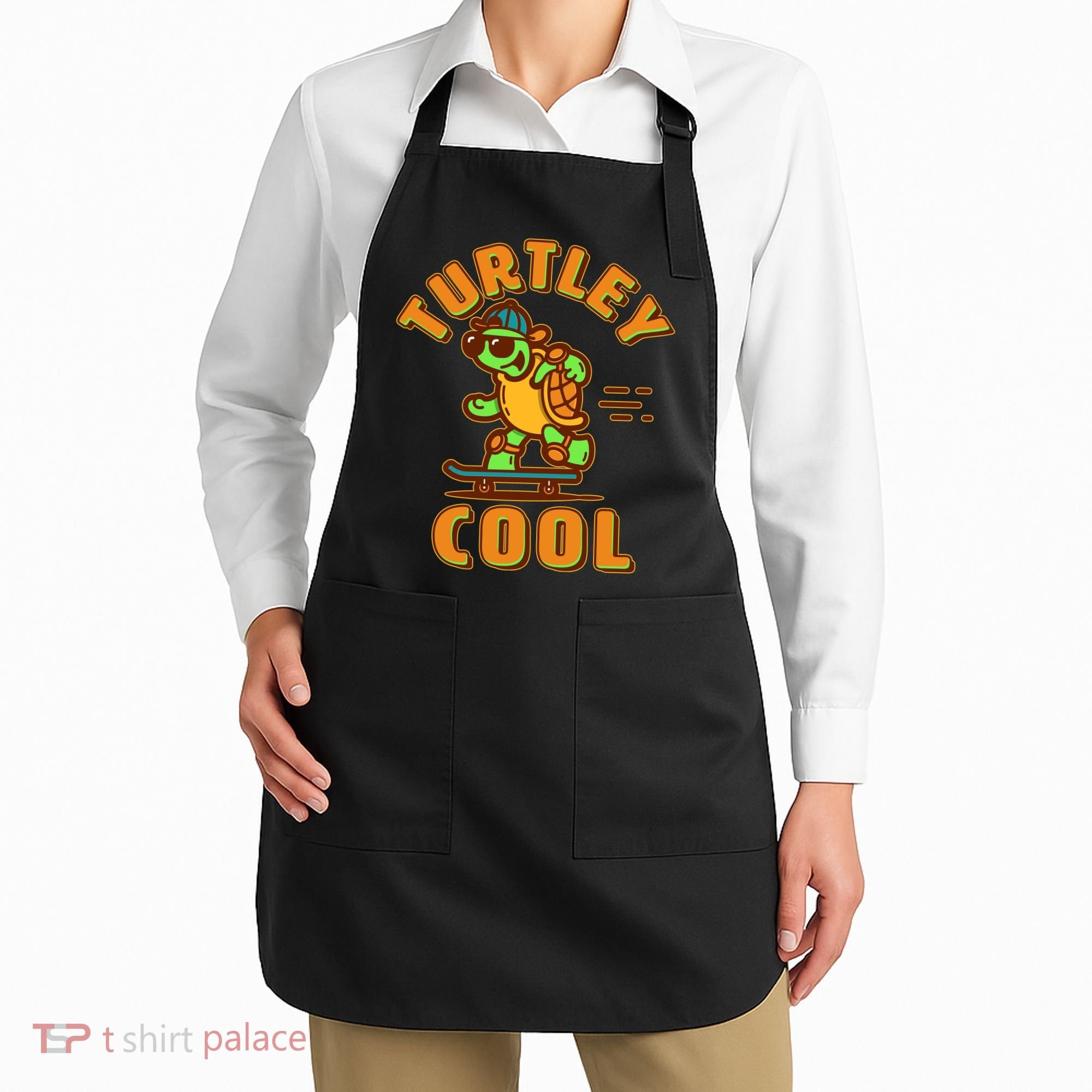 Funny Retro Turtley Cool Skateboarding Turtle Apron