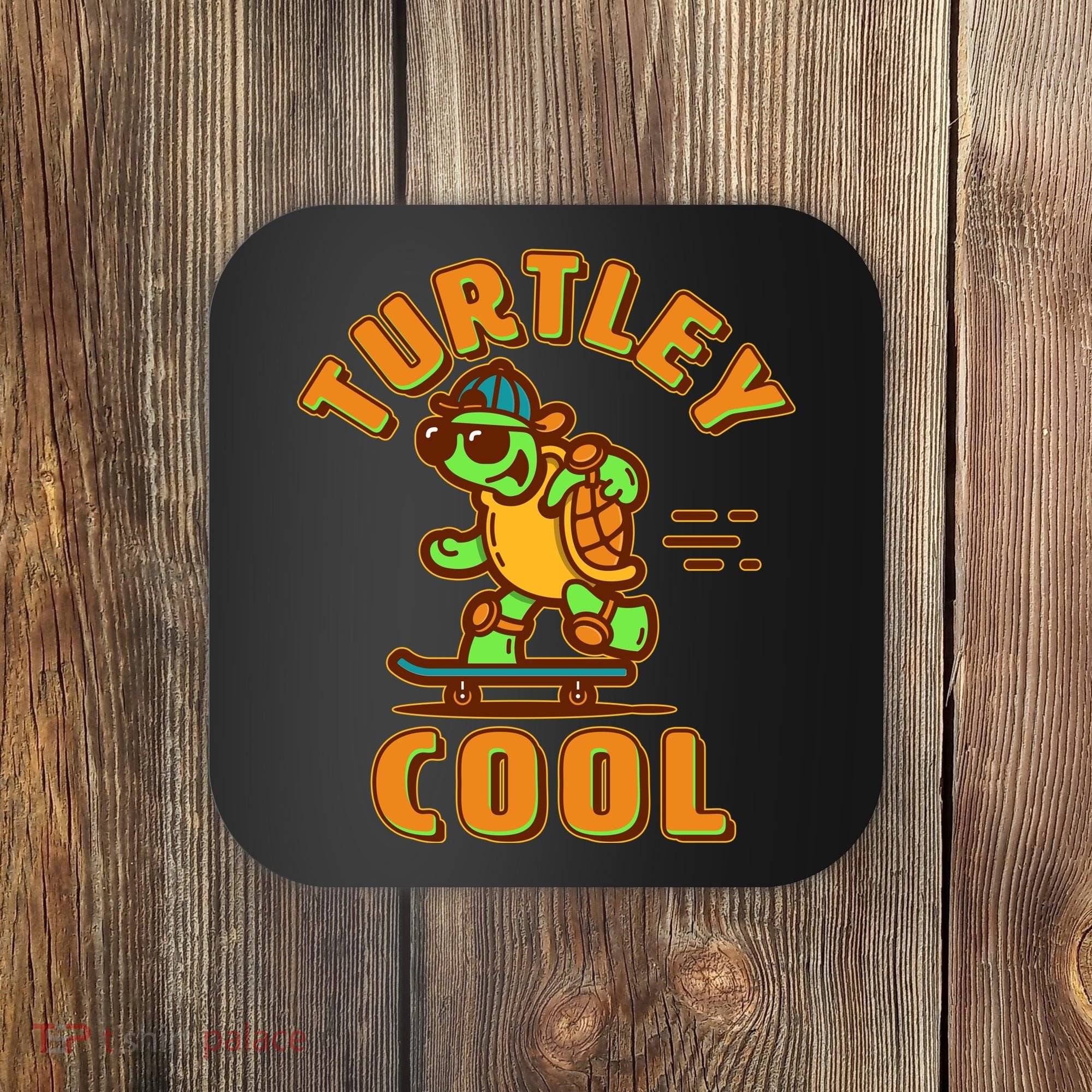 Funny Retro Turtley Cool Skateboarding Turtle Coaster