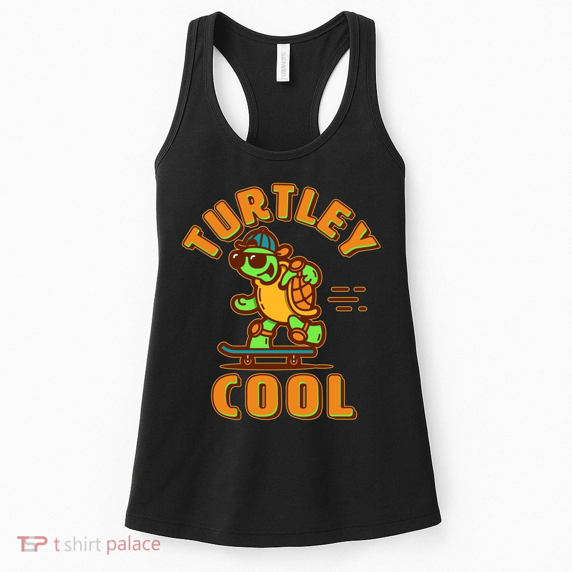 Funny Retro Turtley Cool Skateboarding Turtle Women's Tank Top