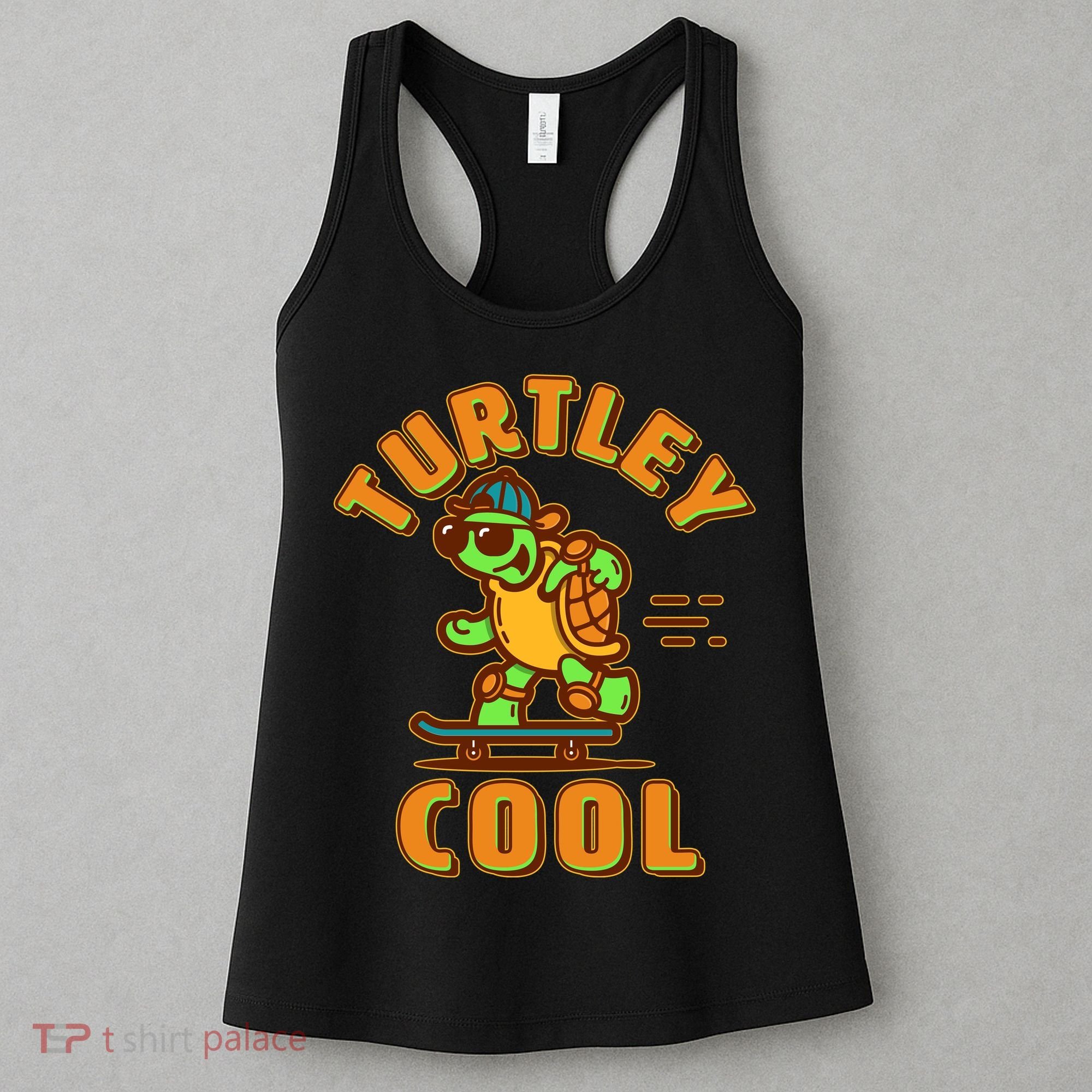 Funny Retro Turtley Cool Skateboarding Turtle Women's Tank Top