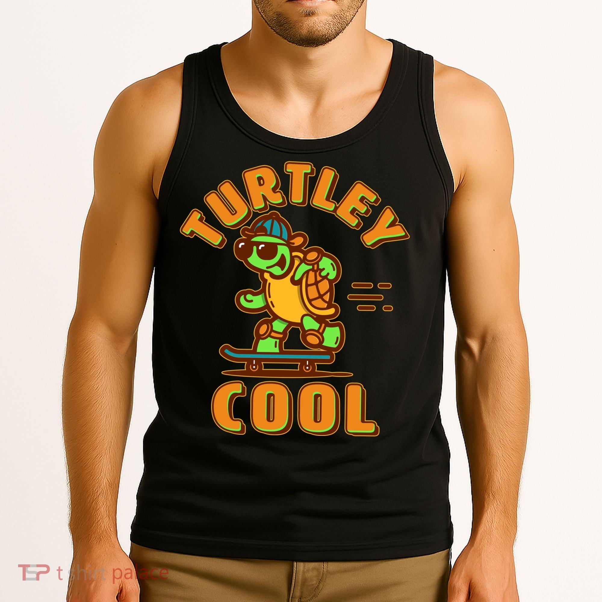Funny Retro Turtley Cool Skateboarding Turtle Tank Top