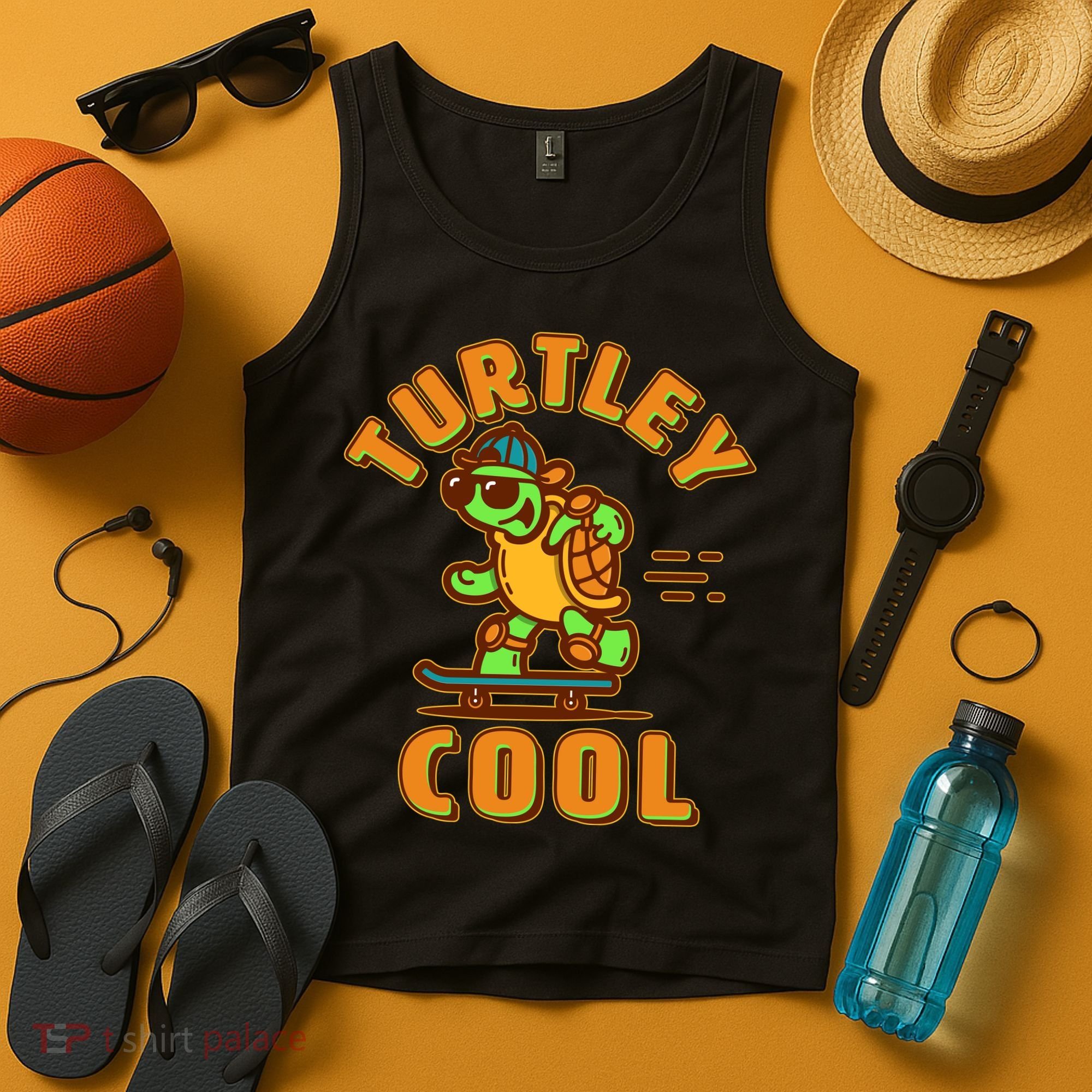 Funny Retro Turtley Cool Skateboarding Turtle Tank Top