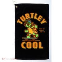 Funny Retro Turtley Cool Skateboarding Turtle Golf Towel thumb 0