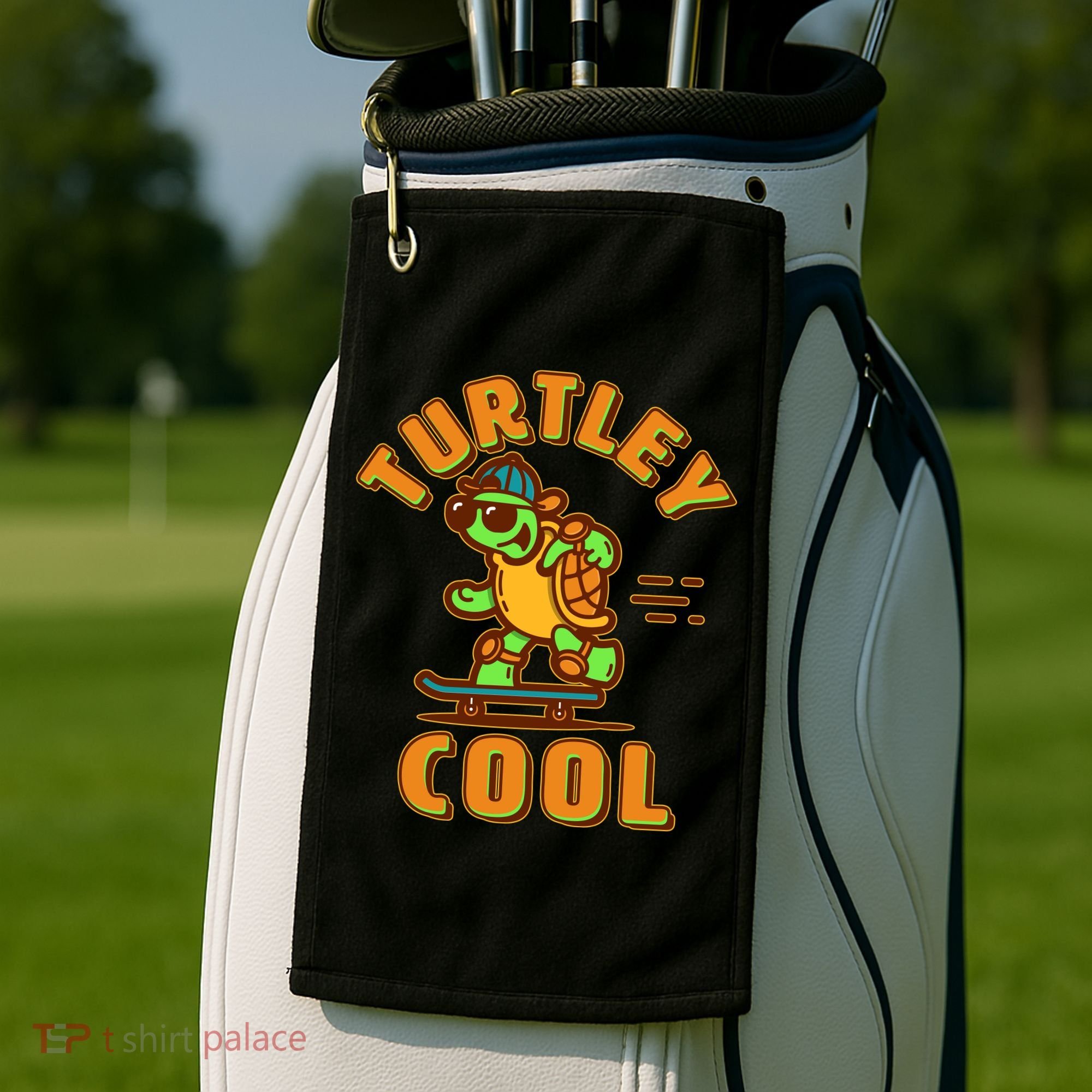Funny Retro Turtley Cool Skateboarding Turtle Golf Towel