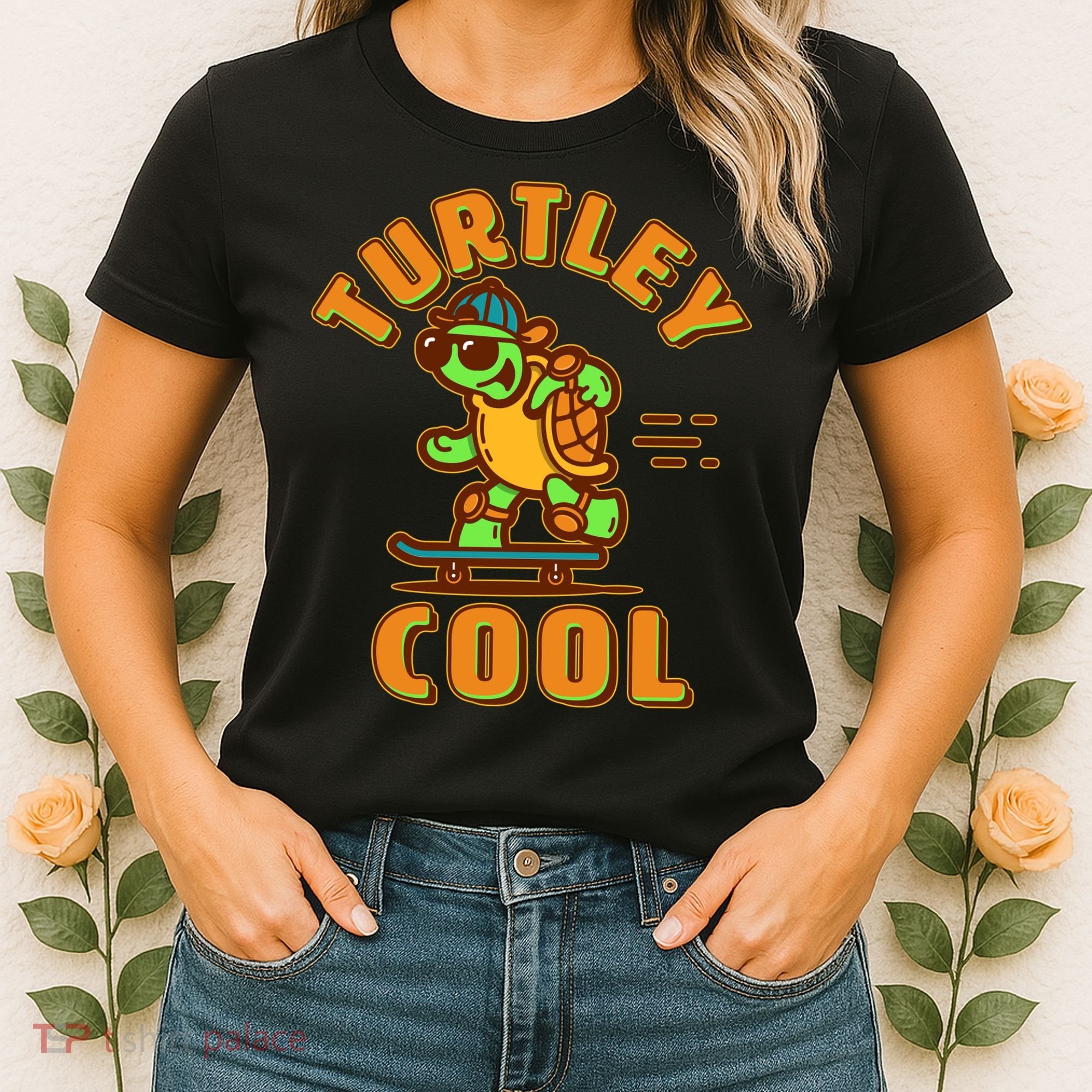 Funny Retro Turtley Cool Skateboarding Turtle Women's T-Shirt