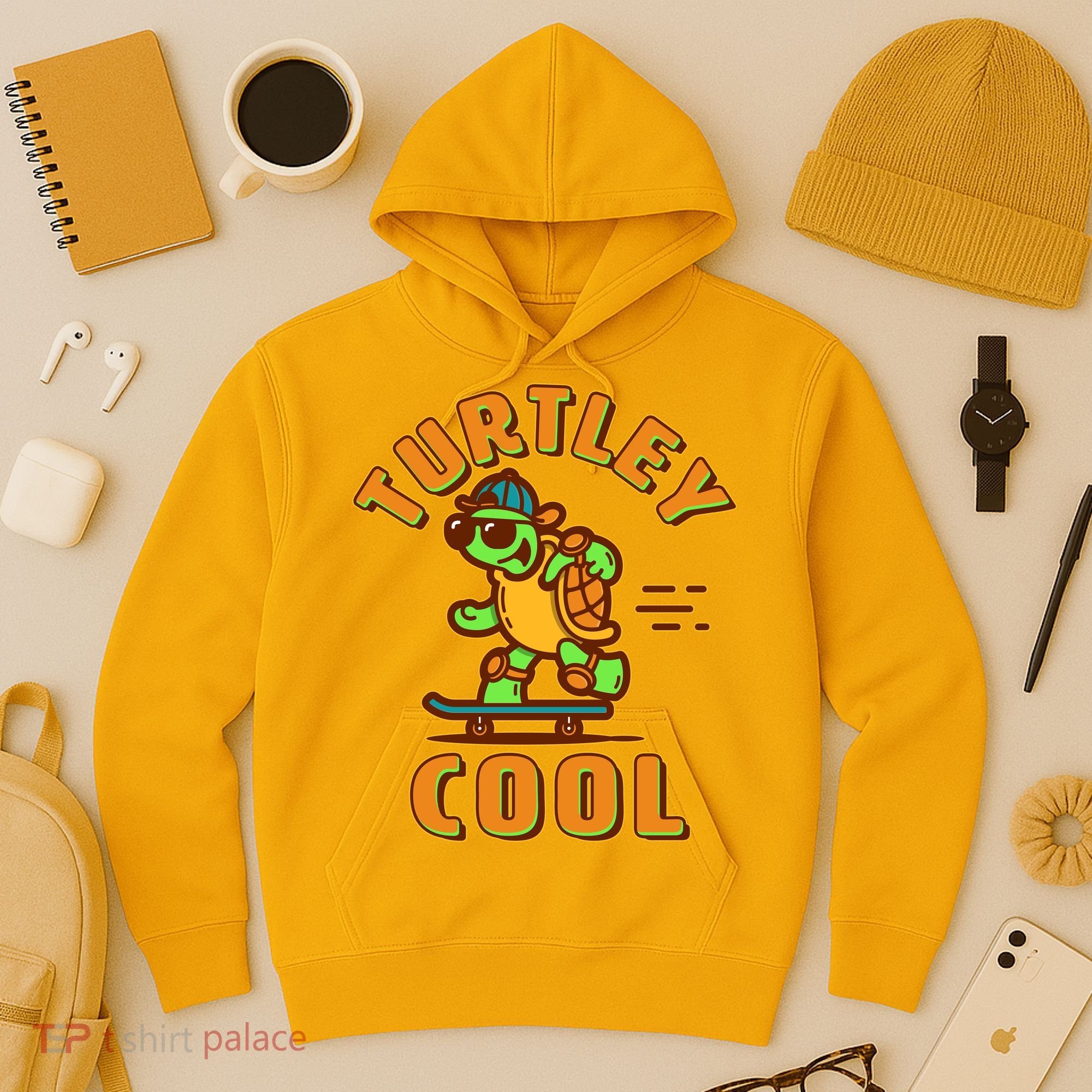 Funny Retro Turtley Cool Skateboarding Turtle Hoodie