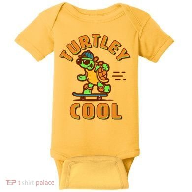 Funny Retro Turtley Cool Skateboarding Turtle Baby Bodysuit