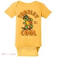 Funny Retro Turtley Cool Skateboarding Turtle Baby Bodysuit thumb 0