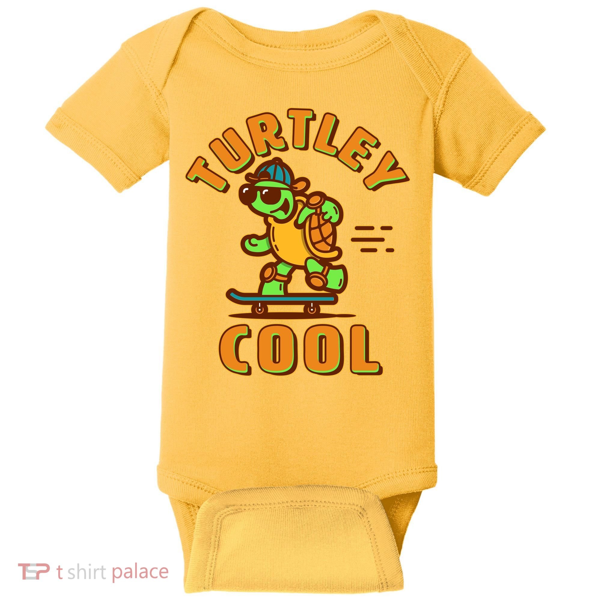 Funny Retro Turtley Cool Skateboarding Turtle Baby Bodysuit