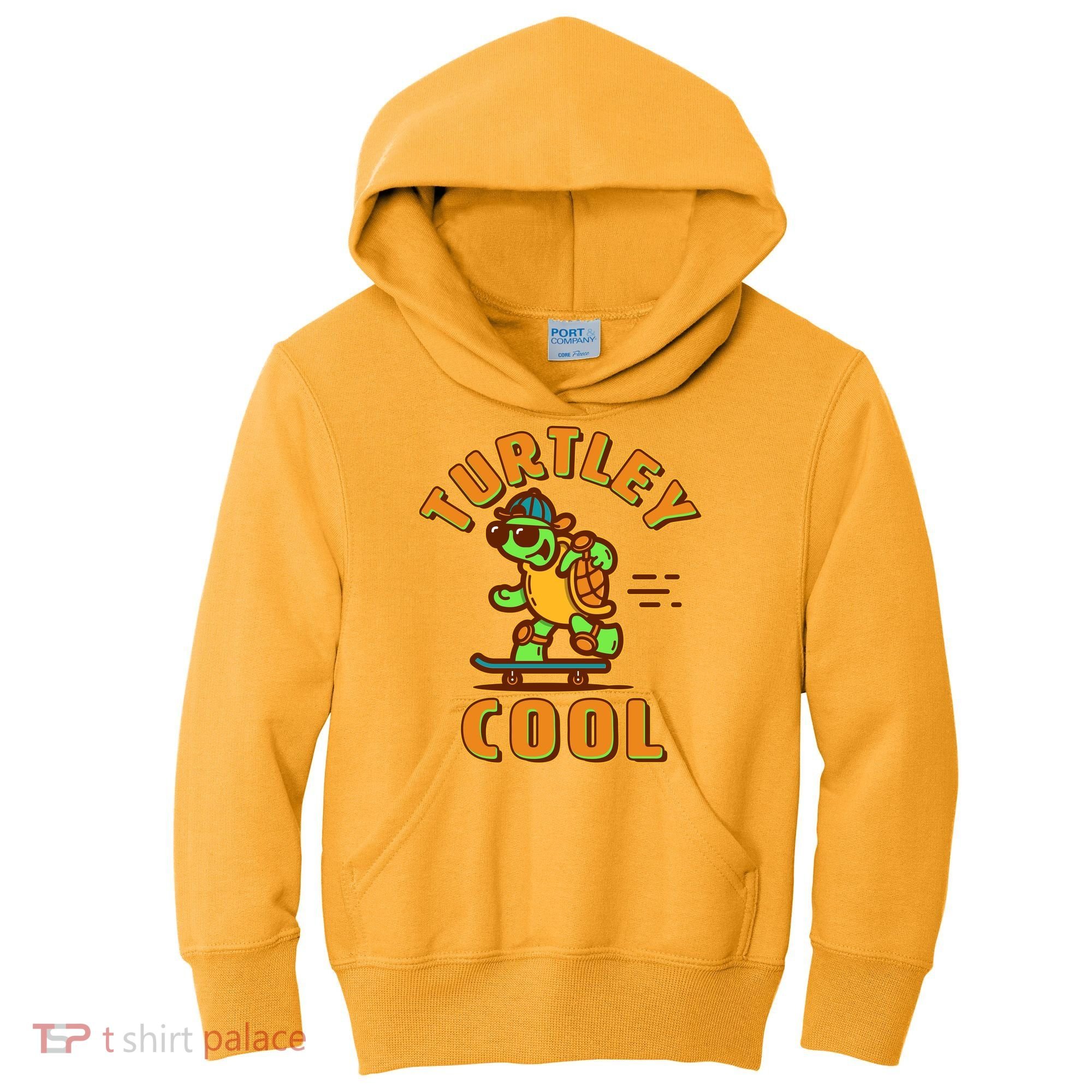 Funny Retro Turtley Cool Skateboarding Turtle Kids Hoodie
