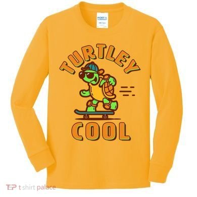 Funny Retro Turtley Cool Skateboarding Turtle Kids Long Sleeve Shirt