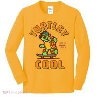 Funny Retro Turtley Cool Skateboarding Turtle Kids Long Sleeve Shirt thumb 0
