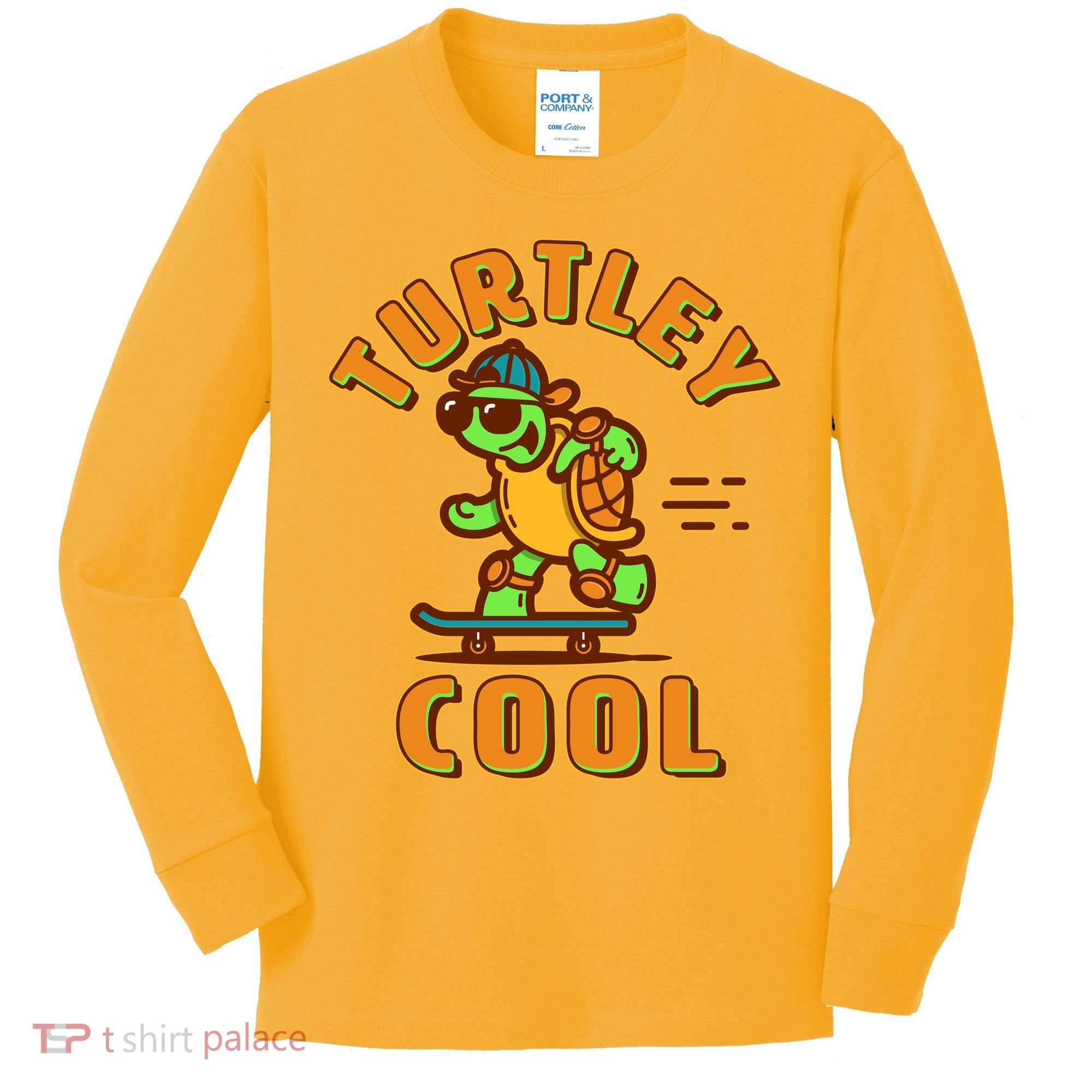 Funny Retro Turtley Cool Skateboarding Turtle Kids Long Sleeve Shirt