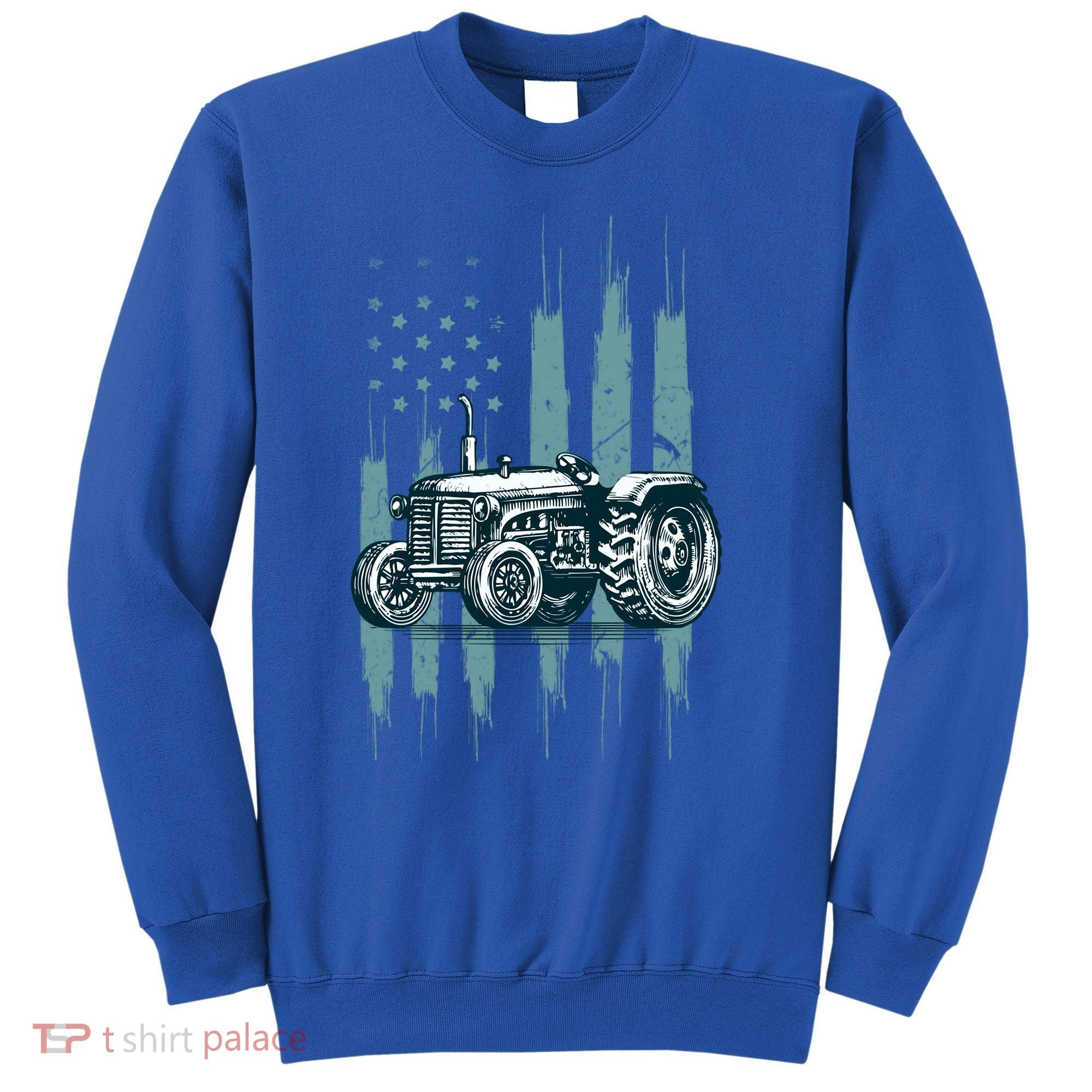 Farmer Rancher Truck Drive Driver Us Flag American Tractor Gift Sweatshirt