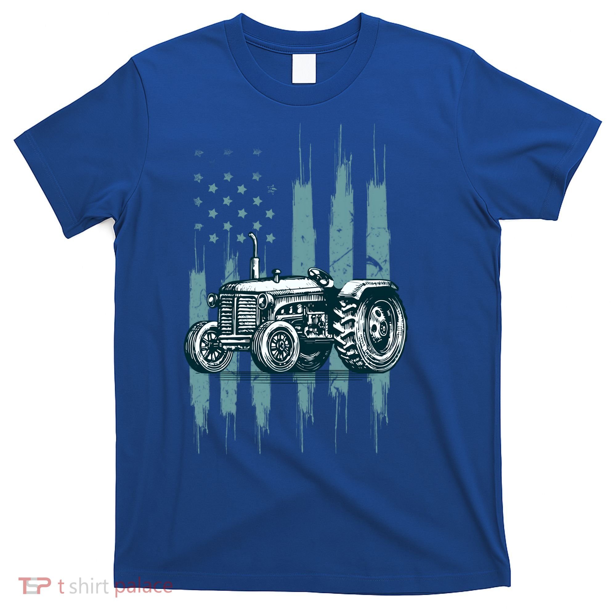 Farmer Rancher Truck Drive Driver Us Flag American Tractor Gift T-Shirt