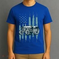 Farmer Rancher Truck Drive Driver Us Flag American Tractor Gift T-Shirt thumb 3