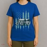 Farmer Rancher Truck Drive Driver Us Flag American Tractor Gift T-Shirt thumb 4