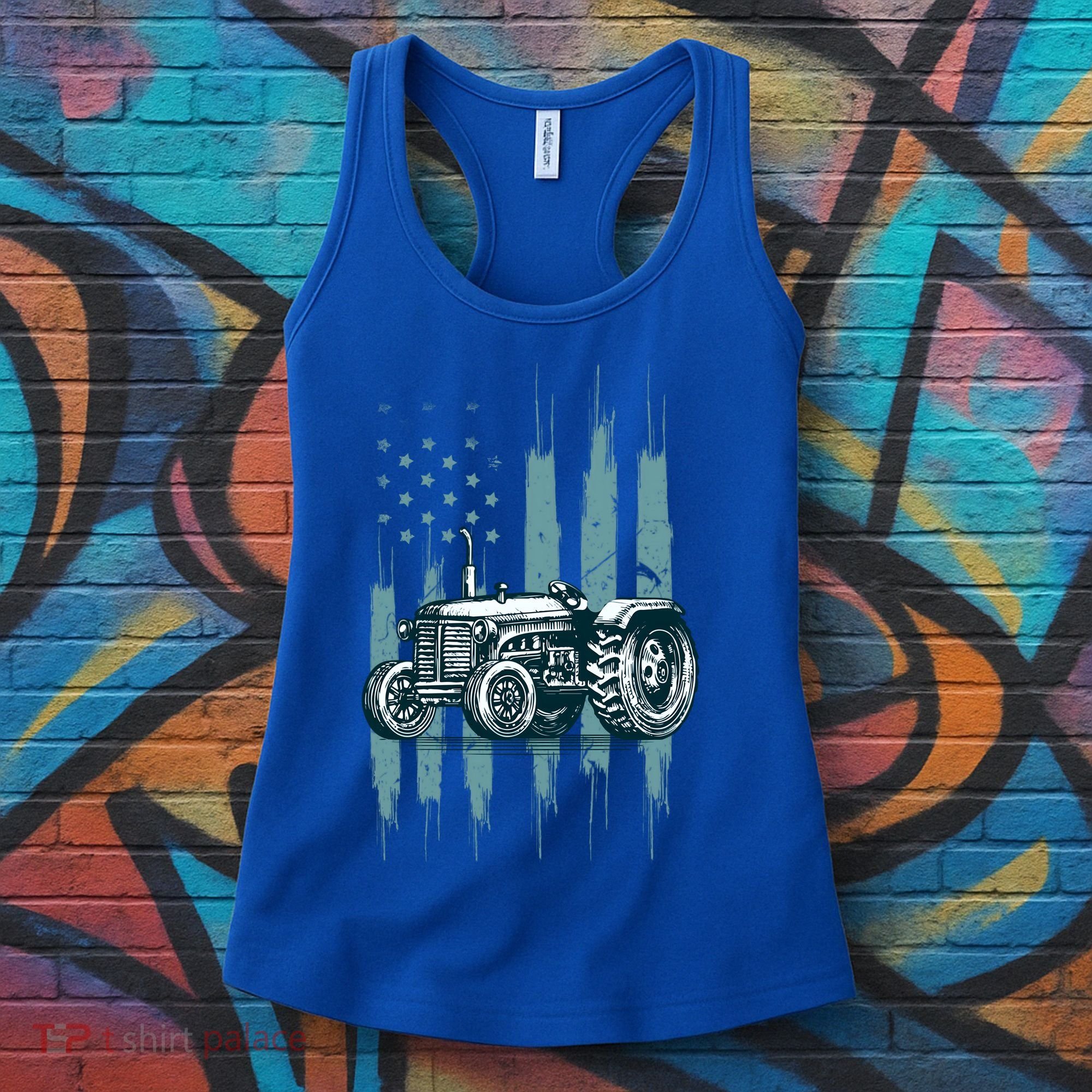 Farmer Rancher Truck Drive Driver Us Flag American Tractor Gift Women's Tank Top