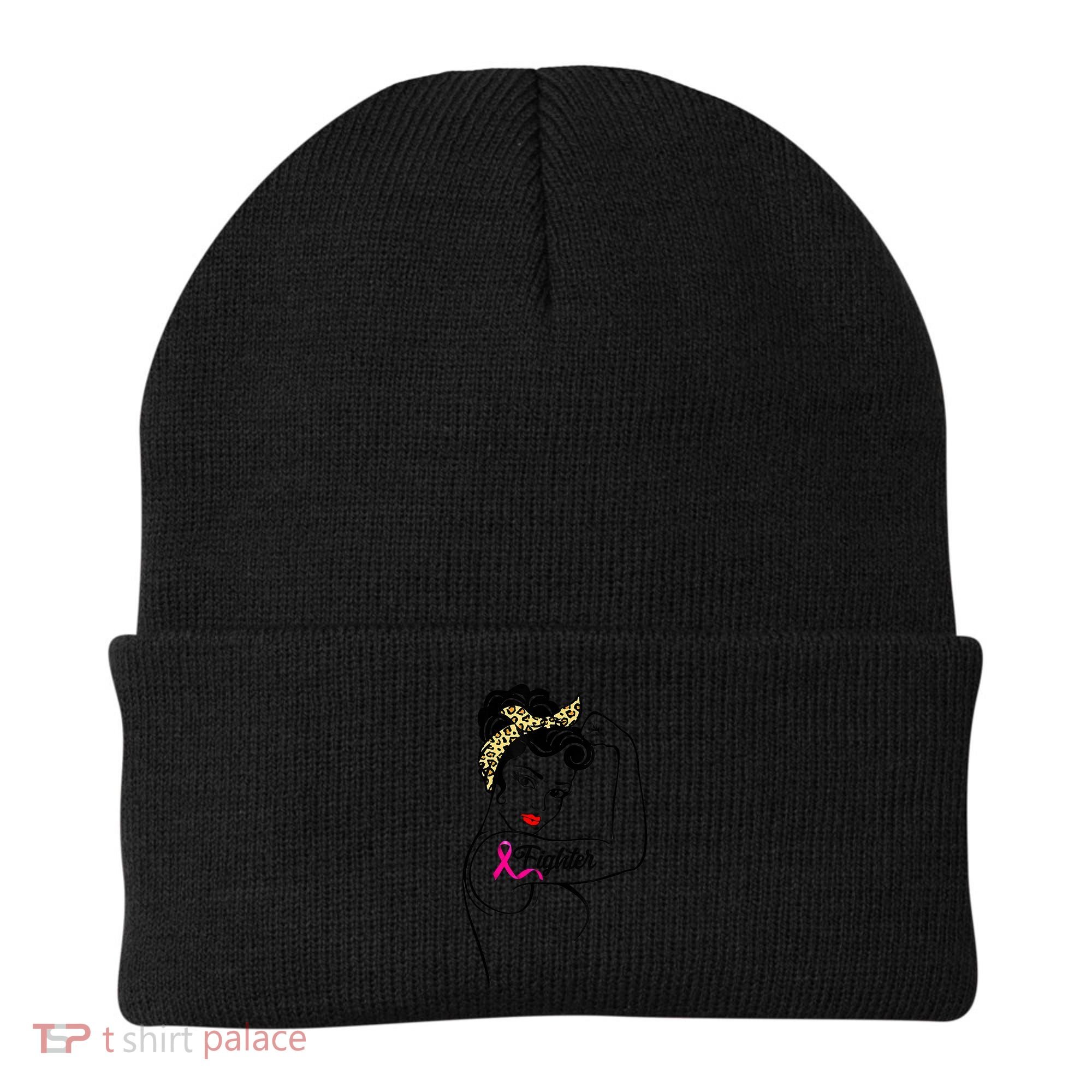 Fighter Rosie The Riveter Breast Cancer Awareness Beanie