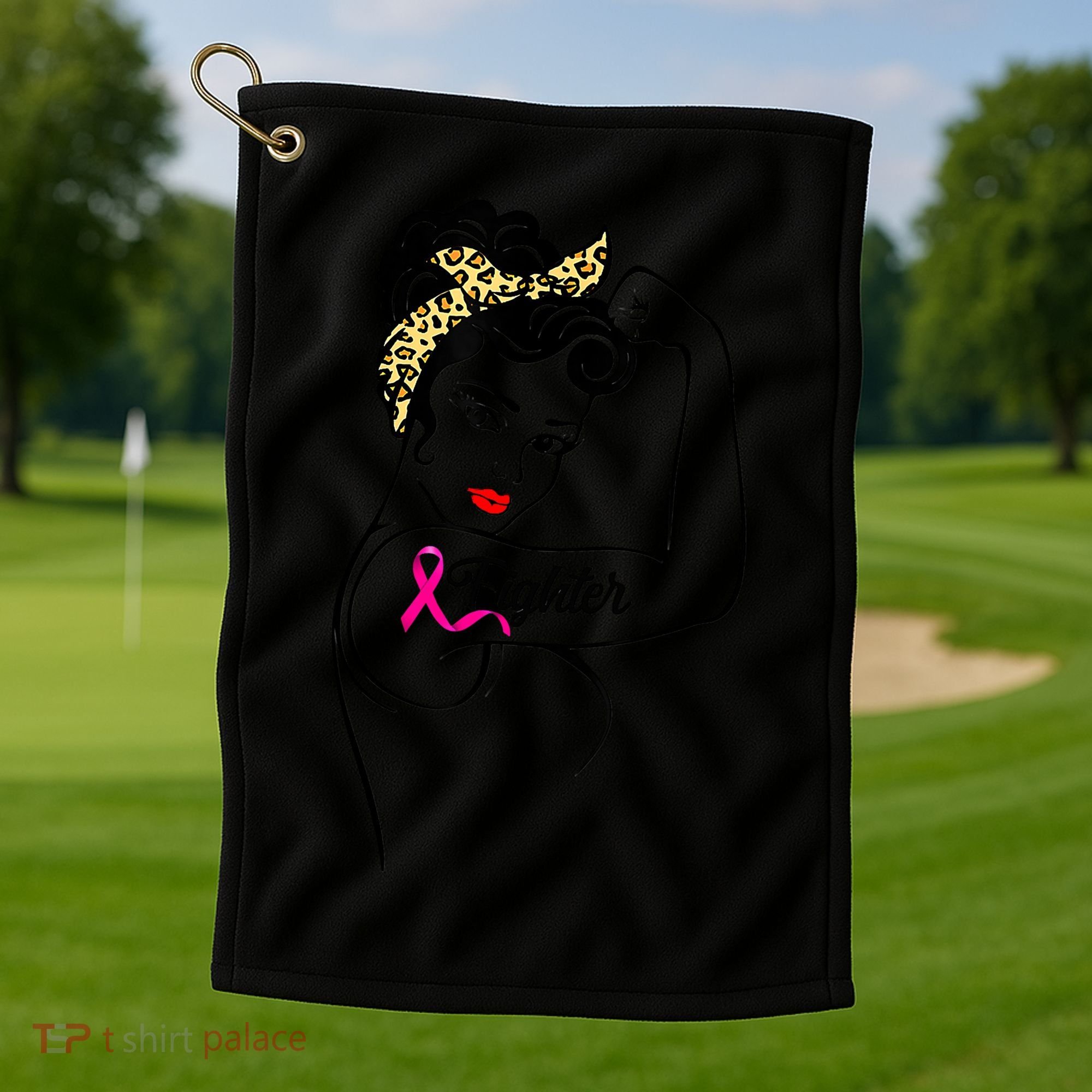 Fighter Rosie The Riveter Breast Cancer Awareness Golf Towel
