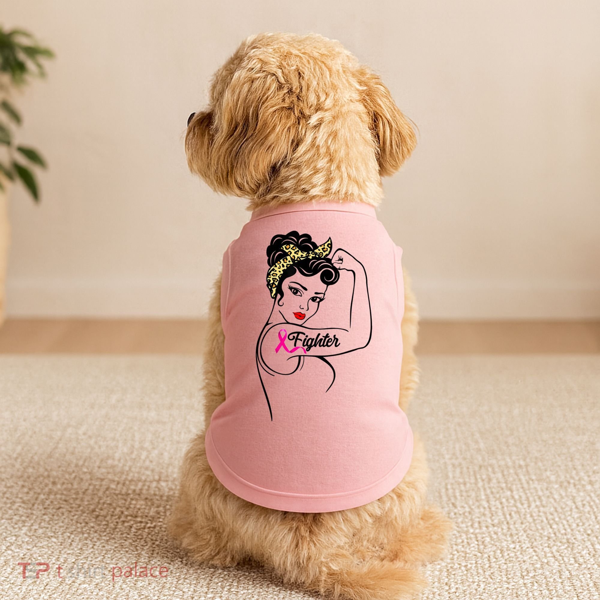Fighter Rosie The Riveter Breast Cancer Awareness Doggie Tank