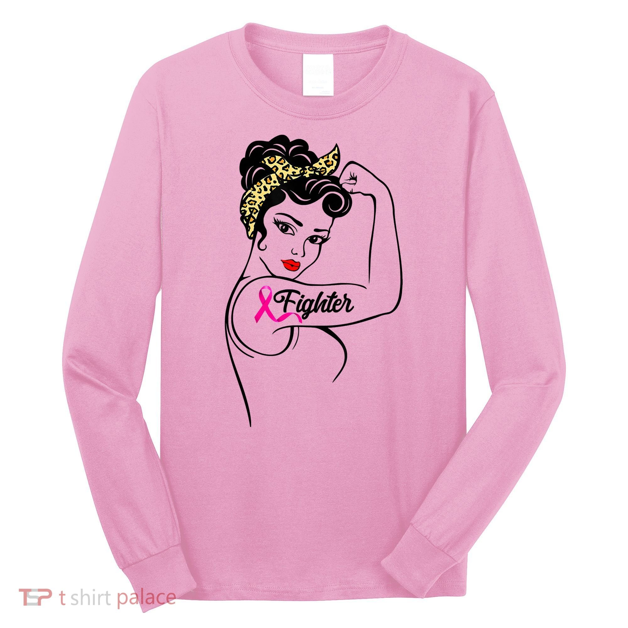 Fighter Rosie The Riveter Breast Cancer Awareness Long Sleeve Shirt
