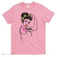 Fighter Rosie The Riveter Breast Cancer Awareness T-Shirt thumb 0