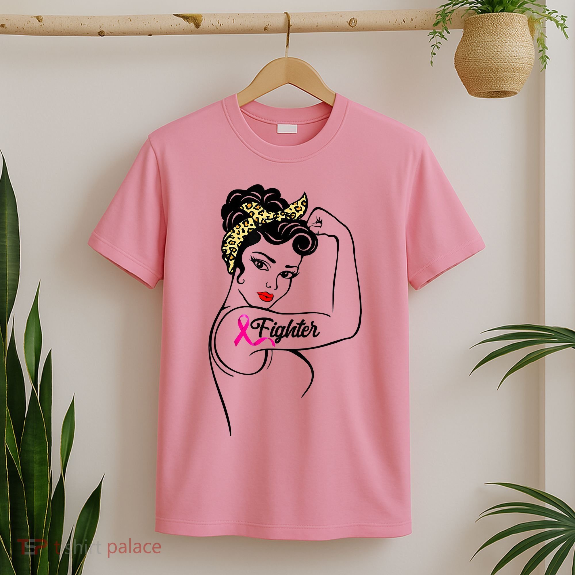 Fighter Rosie The Riveter Breast Cancer Awareness T-Shirt