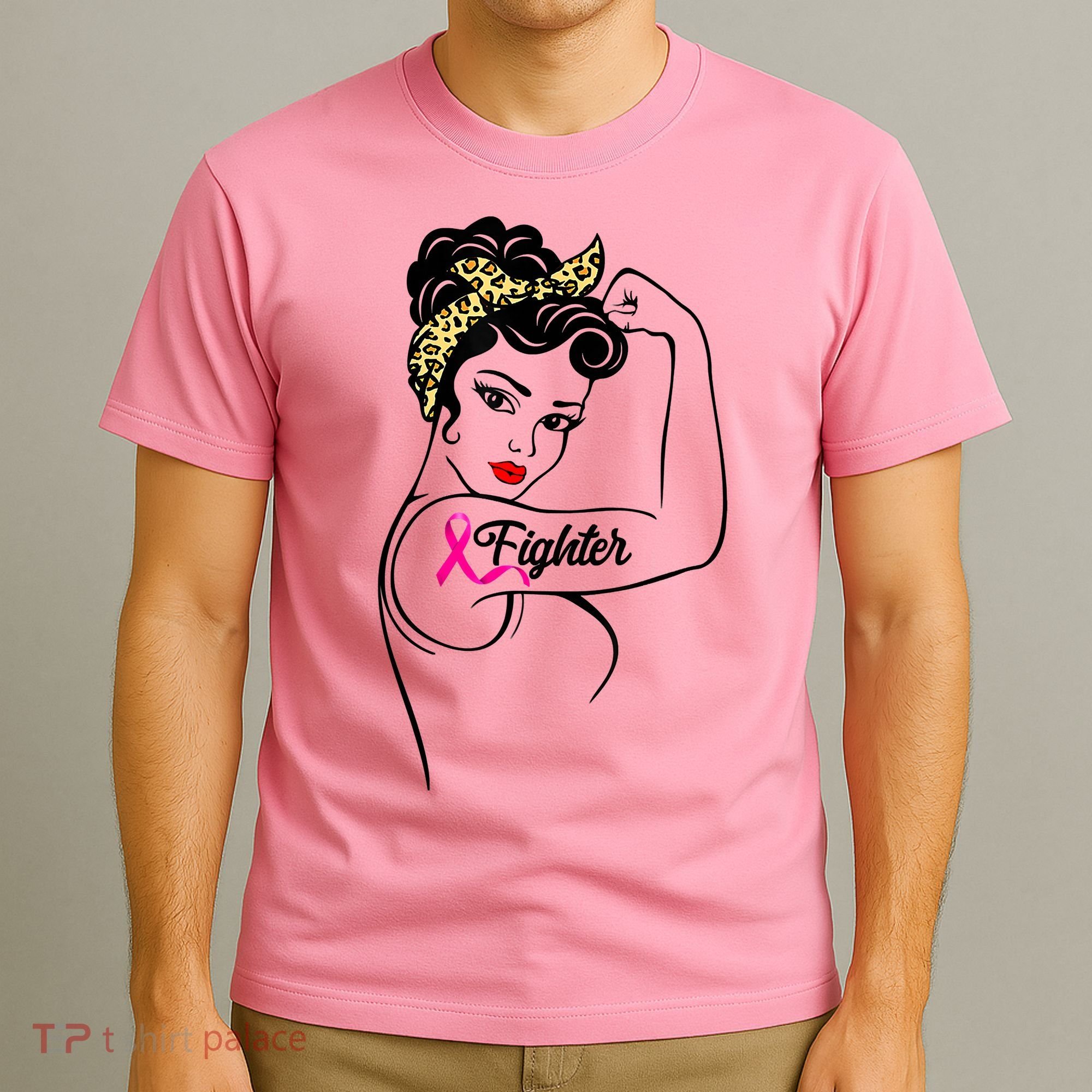 Fighter Rosie The Riveter Breast Cancer Awareness T-Shirt