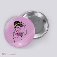 Fighter Rosie The Riveter Breast Cancer Awareness Button thumb 0