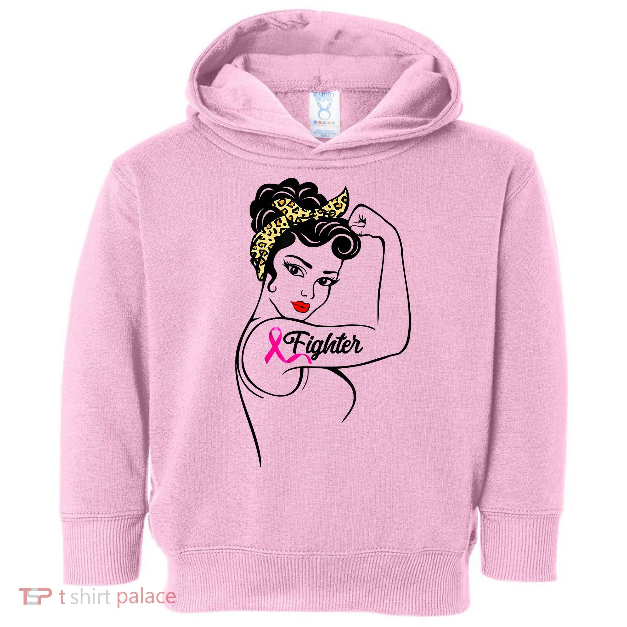 Fighter Rosie The Riveter Breast Cancer Awareness Toddler Hoodie