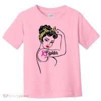 Fighter Rosie The Riveter Breast Cancer Awareness Toddler T-Shirt thumb 0