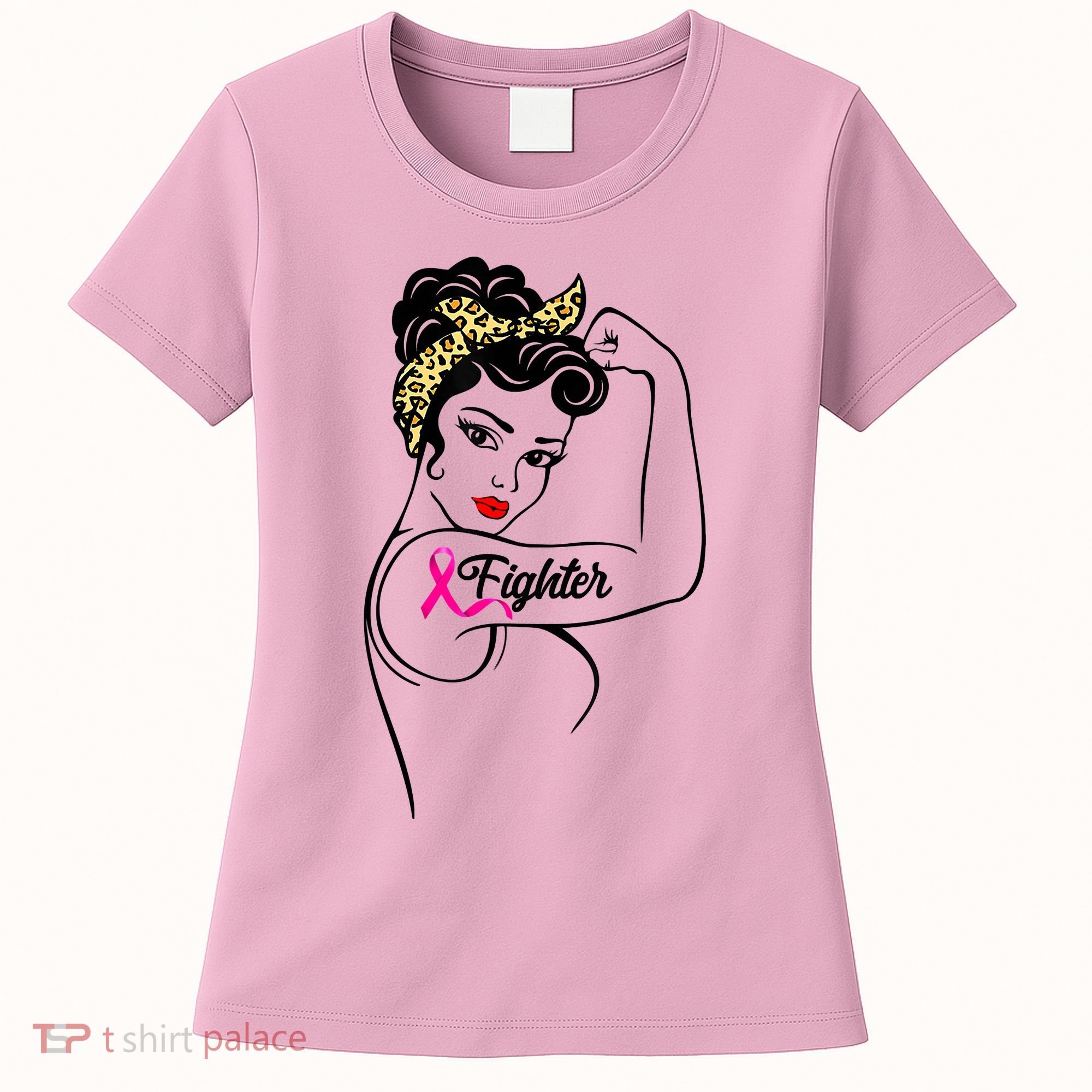 Fighter Rosie The Riveter Breast Cancer Awareness Women's T-Shirt