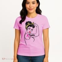 Fighter Rosie The Riveter Breast Cancer Awareness Women's T-Shirt thumb 4