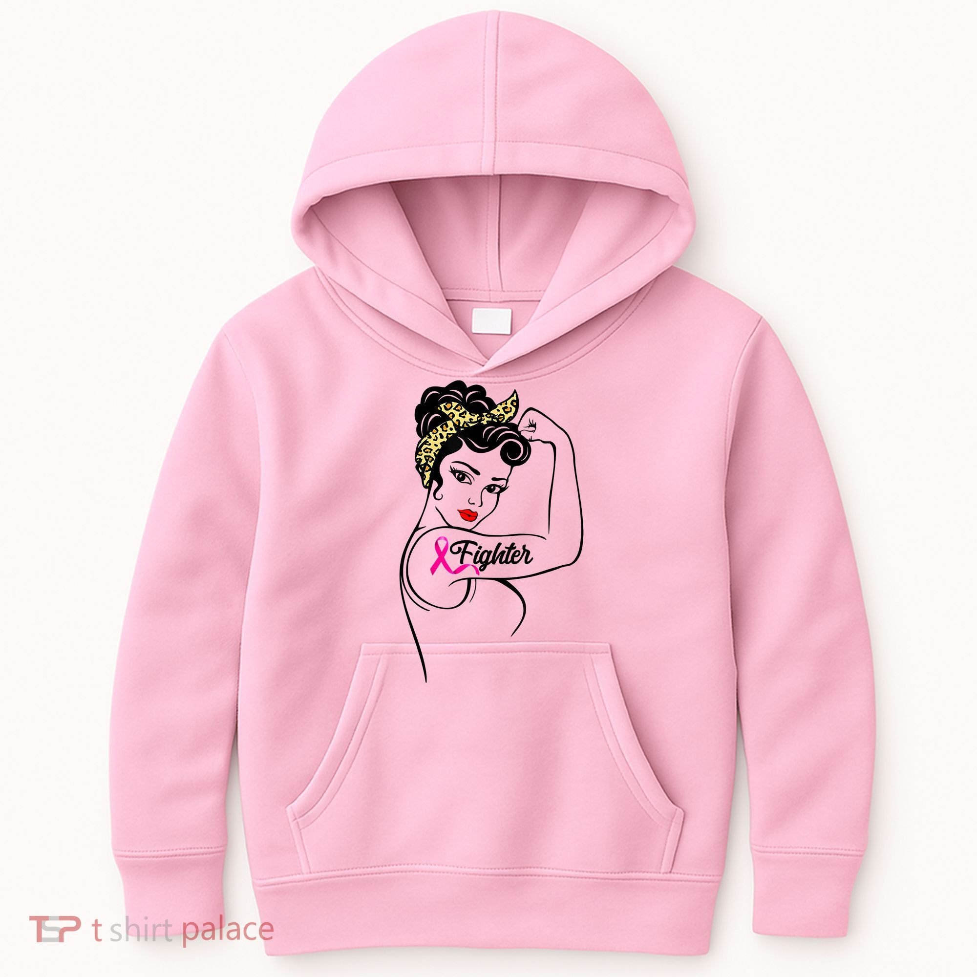 Fighter Rosie The Riveter Breast Cancer Awareness Kids Hoodie