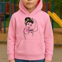 Fighter Rosie The Riveter Breast Cancer Awareness Kids Hoodie thumb 2