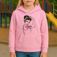 Fighter Rosie The Riveter Breast Cancer Awareness Kids Hoodie thumb 3