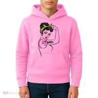 Fighter Rosie The Riveter Breast Cancer Awareness Kids Hoodie thumb 4