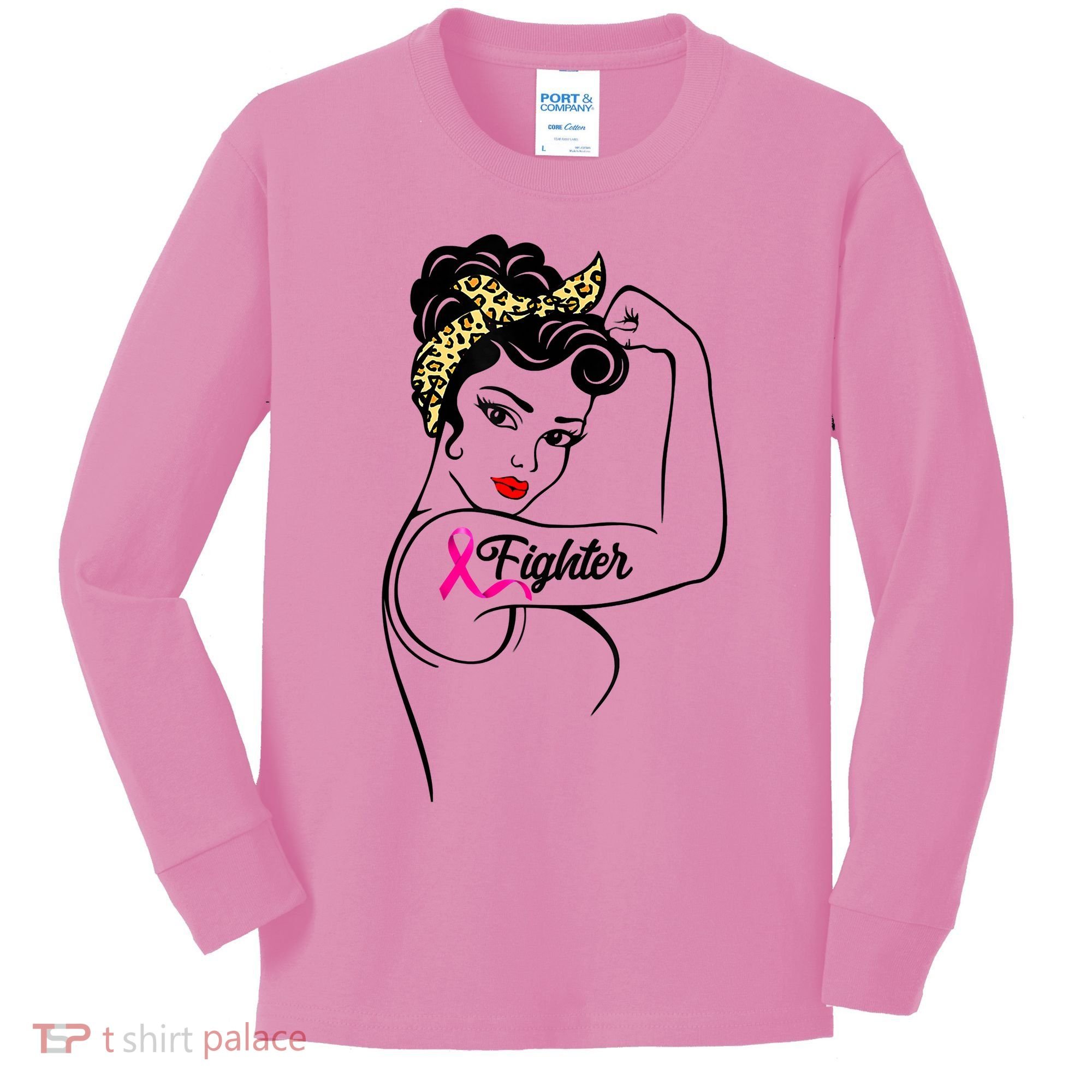 Fighter Rosie The Riveter Breast Cancer Awareness Kids Long Sleeve Shirt