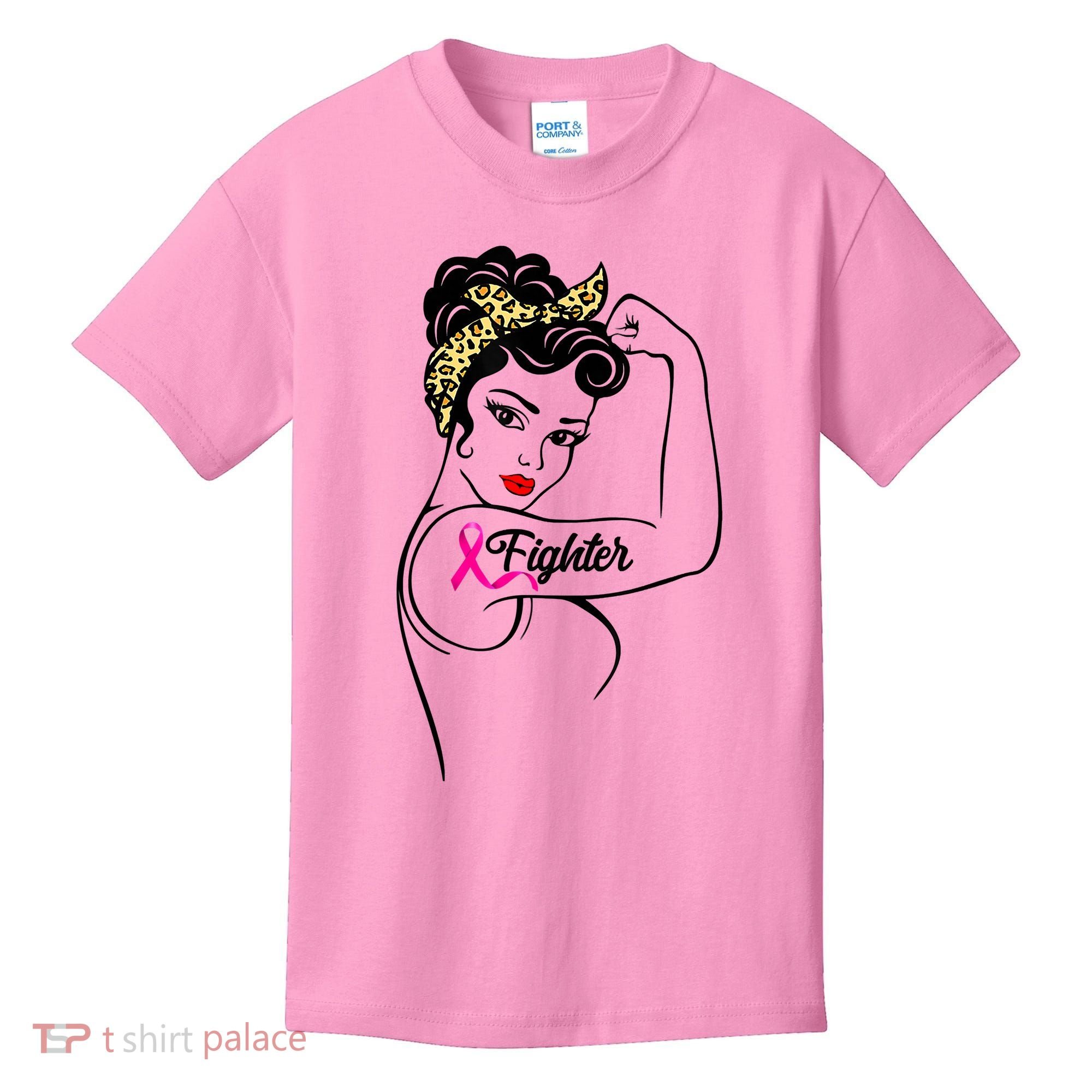 Fighter Rosie The Riveter Breast Cancer Awareness Kids T-Shirt