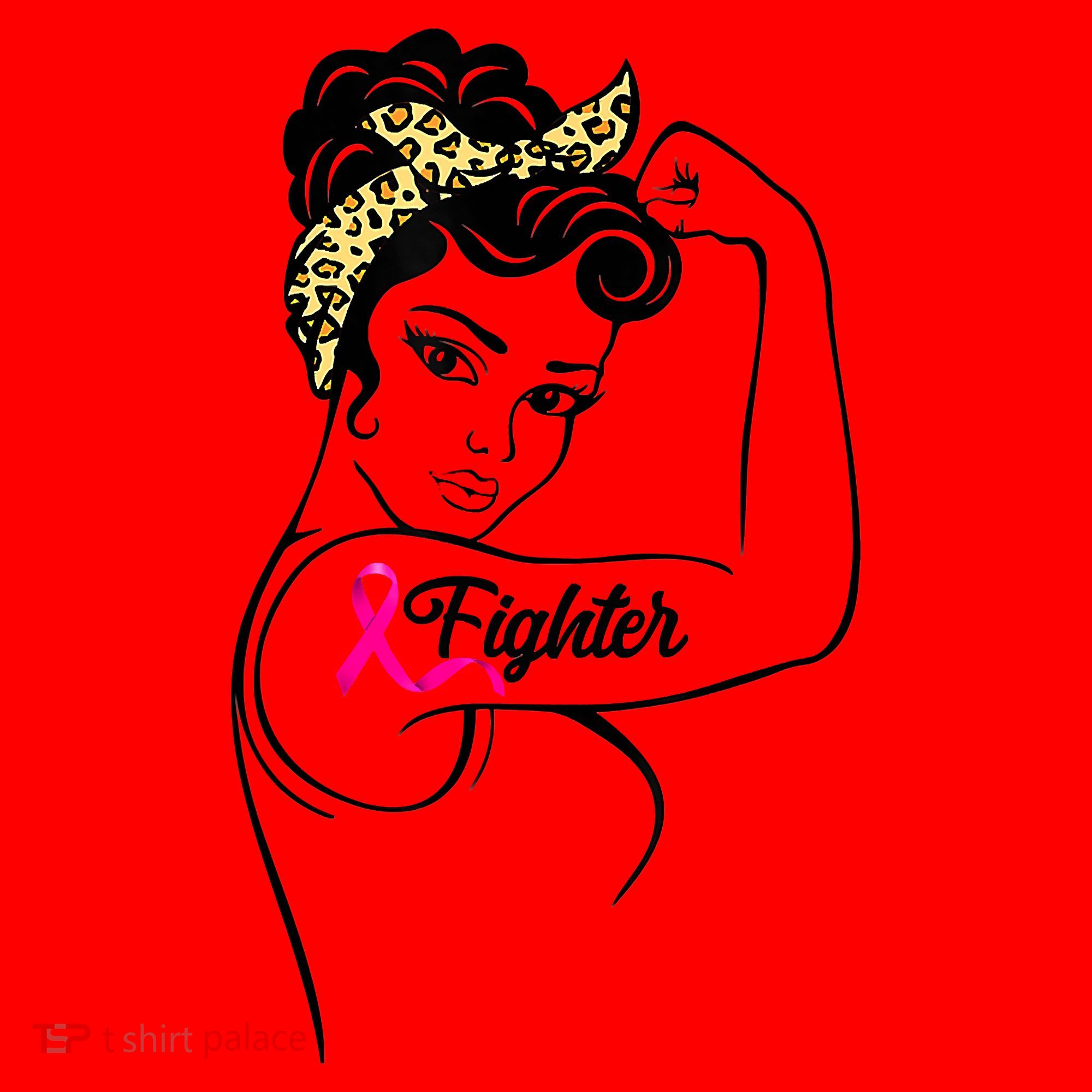 Fighter Rosie The Riveter Breast Cancer Awareness Santa Hat