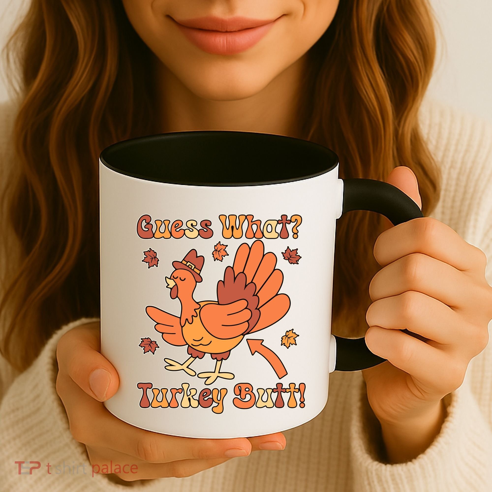 Funny Retro Thanksgiving Guess What Turkey Butt Coffee Mug