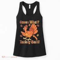 Funny Retro Thanksgiving Guess What Turkey Butt Women's Tank Top thumb 0