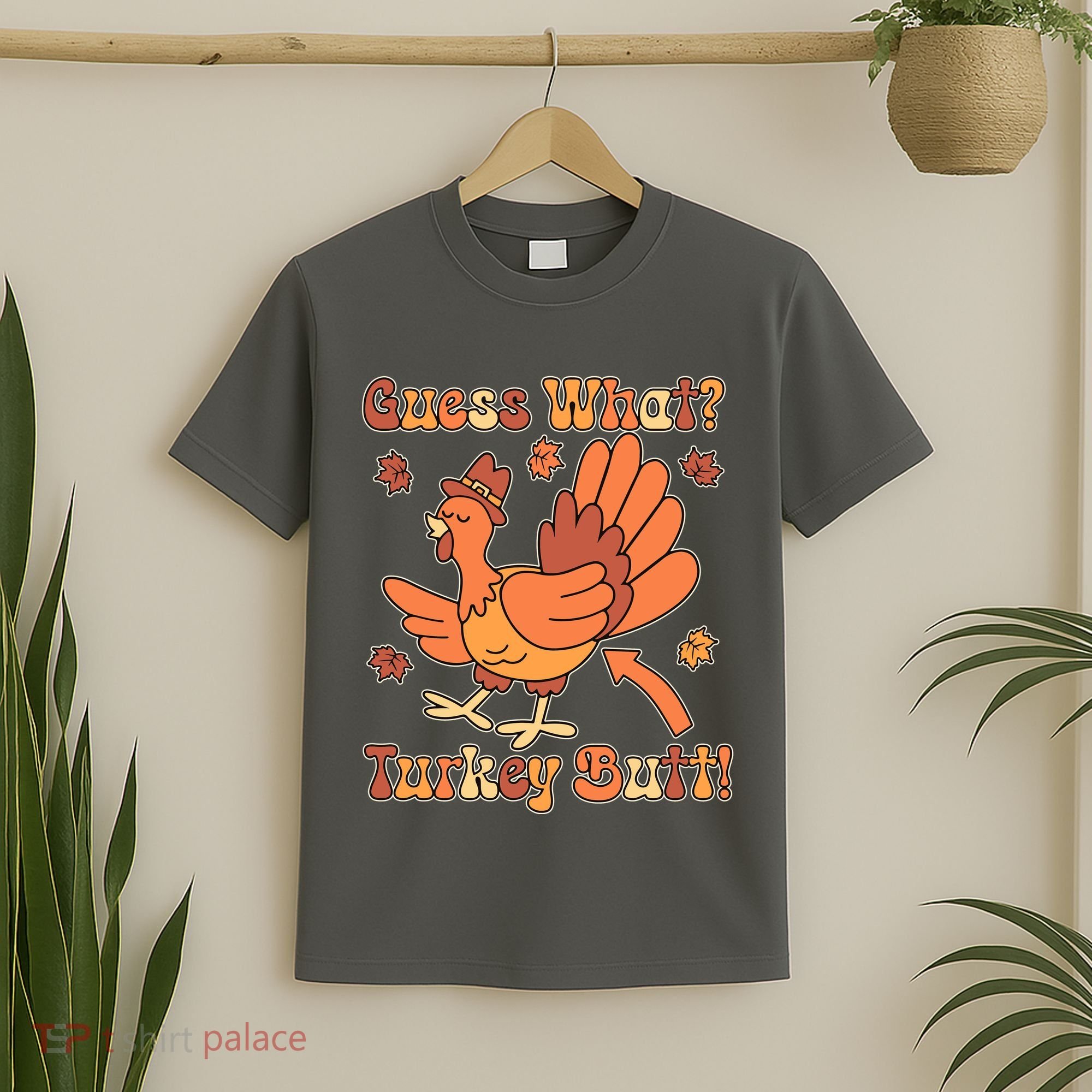 Funny Retro Thanksgiving Guess What Turkey Butt T-Shirt