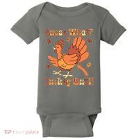 Funny Retro Thanksgiving Guess What Turkey Butt Baby Bodysuit thumb 0