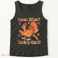 Funny Retro Thanksgiving Guess What Turkey Butt Tank Top thumb 2