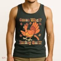 Funny Retro Thanksgiving Guess What Turkey Butt Tank Top thumb 3